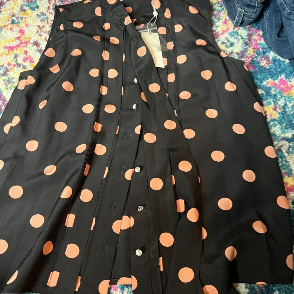 NWT Tory Burch printed bow silk‎ top, size 6